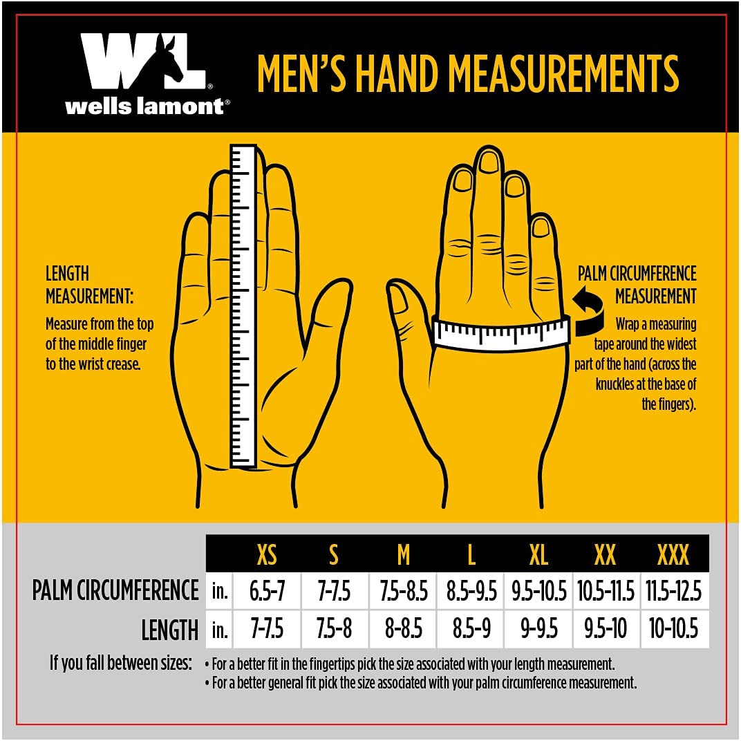 Wells Lamont Men's Leather Palm Work Gloves with Heavy Duty Reinforced Palm, Large (12T)