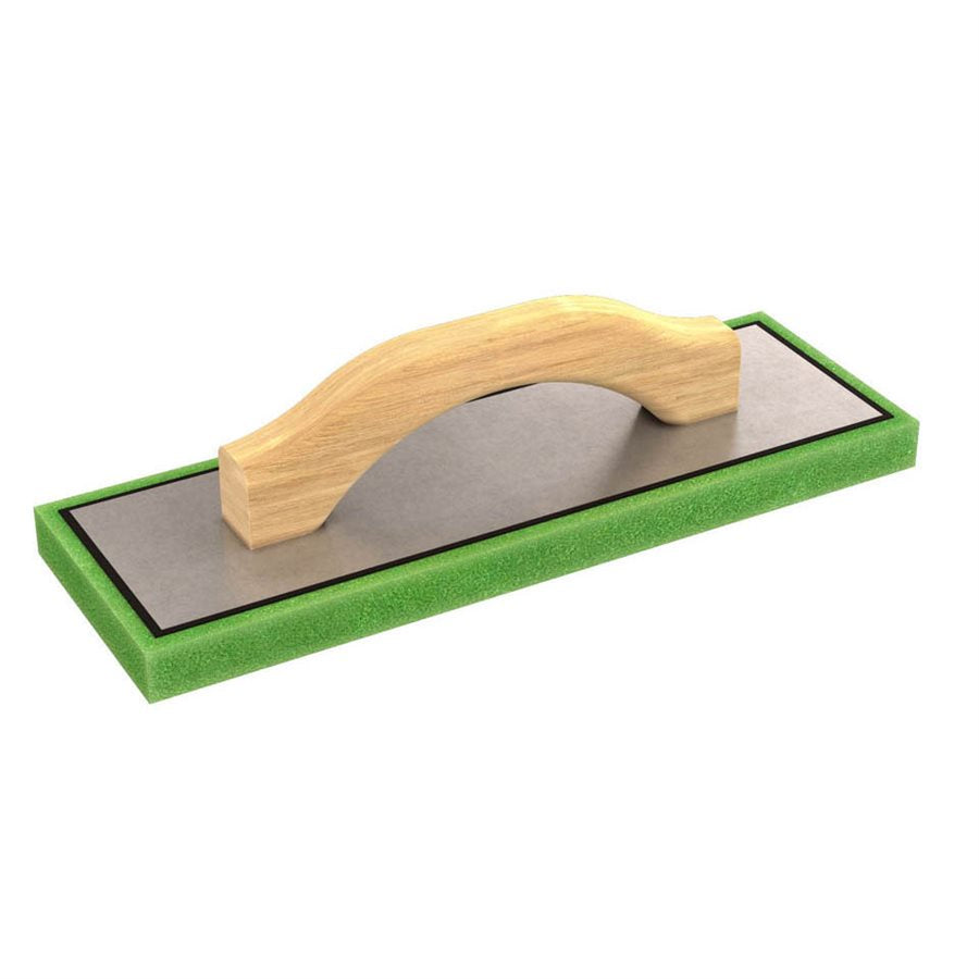 FINE GREEN FOAM FLOAT - 12" X 4" X 3/4" WITH WOOD HANDLE